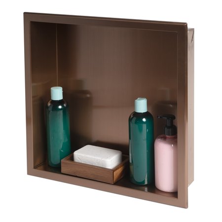 ALFI BRAND 16" x 16" Brushed Copper PVD Steel Square Single Shelf Shower Niche ABNP1616-BC